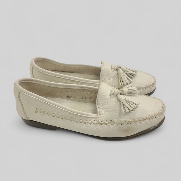 Cole Haan | 5.5 | Leather Ivory Tassel Loafer Slip On Women Shoe Flat - Picture 2 of 10